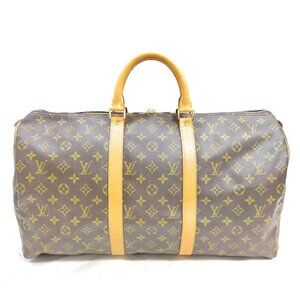 Louis Vuitton LV Boston Bag Keepall 50 Brown Monogram 799-073125